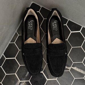 Franco Sarto Black Suede Loafers Size 7.5